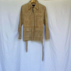 Y2K Tan Leather Jacket 🐚